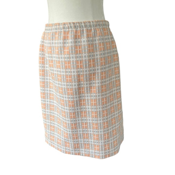 Vintage 60s 70s Peach Plaid Skirt Suit M – Mod Style‎ - 2-Piece Coddington Set - Picture 6 of 8